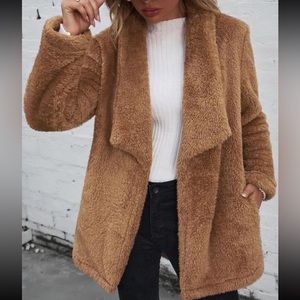 SHEIN WATERFALL COLLAR COAT SZ M